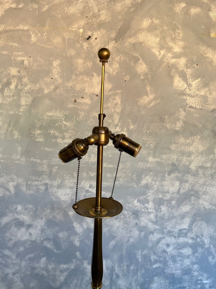 French 1940's Brass Floor Lamp with a Hexagonal Base (LF0517-11